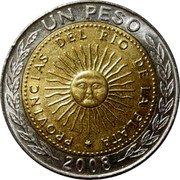 Argentina Peso Rio de la Plata Province 2008 KM# 112.1 UN PESO PROVINCIAS DEL RIO DE LA PLATA 2006 coin reverse Argentina Peso Rio de la Plata Province 2008 KM# 112.1 UN PESO PROVINCIAS DEL RIO DE LA PLATA 2006 coin reverse