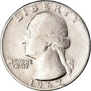 USA Quarter Dollar (Washington) LIBERTY IN GOD WE TRUST coin obverse USA Quarter Dollar (Washington) LIBERTY IN GOD WE TRUST coin obverse