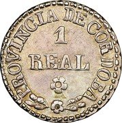 Argentina Real Sun Face 1848 KM# 26.1 1 REAL PROVINCIA DE CORDOBA coin obverse Argentina Real Sun Face 1848 KM# 26.1 1 REAL PROVINCIA DE CORDOBA coin obverse