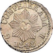 Argentina Real Sun Face 1848 KM# 26.1 1848 9 D CONFEDERADA coin reverse Argentina Real Sun Face 1848 KM# 26.1 1848 9 D CONFEDERADA coin reverse