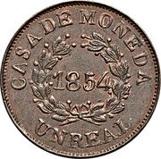 Argentina Real Wreath Buenos Aires 1854 KM# 10 CASA DE MONEDA 1854 UN REAL coin reverse Argentina Real Wreath Buenos Aires 1854 KM# 10 CASA DE MONEDA 1854 UN REAL coin reverse