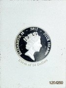 Niue 1 Dollar Passion of Christ. Crucifixion 2012 Proof KM# 627 ELIZABETH II 2012 NIUE ISLAND 1/14TH OF 14 DOLLARS coin obverse Niue 1 Dollar Passion of Christ. Crucifixion 2012 Proof KM# 627 ELIZABETH II 2012 NIUE ISLAND 1/14TH OF 14 DOLLARS coin obverse