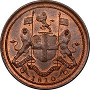 Malaysia 1/2 Cent (1/2 Pice) Malay Peninsula 1810 KM# 12 1810 coin obverse Malaysia 1/2 Cent (1/2 Pice) Malay Peninsula 1810 KM# 12 1810 coin obverse
