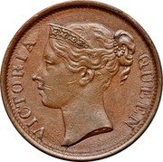 Malaysia Half Cent Victoria Straits Settlements 1845 KM# 2 VICTORIA QUEEN coin obverse