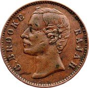 Malaysia Half Cent Charles J. Brooke Sarawak 1870 KM# 5 C. BROOKE RAJAH coin obverse Malaysia Half Cent Charles J. Brooke Sarawak 1870 KM# 5 C. BROOKE RAJAH coin obverse