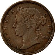 Malaysia 1/2 Cent Victoria Straits Settlements 1872 H KM# 8 VICTORIA QUEEN H coin obverse Malaysia 1/2 Cent Victoria Straits Settlements 1872 H KM# 8 VICTORIA QUEEN H coin obverse