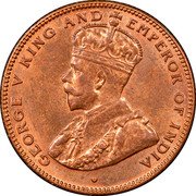 Malaysia 1/2 Cent George V Straits Settlements 1916 KM# 28 GEORGE V KING AND EMPEROR OF INDIA coin obverse Malaysia 1/2 Cent George V Straits Settlements 1916 KM# 28 GEORGE V KING AND EMPEROR OF INDIA coin obverse