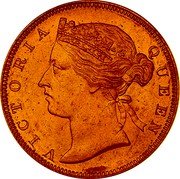 Malaysia 1/2 Cent Victoria Trial Strike 1891  KM#Pn8 KM# Pn8 VICTORIA QUEEN coin obverse