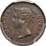 Malaysia 1/4 Cent Victoria Straits Settlements 1862 KM# 4 VICTORIA QUEEN coin obverse Malaysia 1/4 Cent Victoria Straits Settlements 1862 KM# 4 VICTORIA QUEEN coin obverse