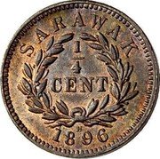 Malaysia 1/4 Cent Charles J. Brooke Sarawak 1896 KM# 4 SARAWAK 1/4 CENT 1896 coin reverse Malaysia 1/4 Cent Charles J. Brooke Sarawak 1896 KM# 4 SARAWAK 1/4 CENT 1896 coin reverse