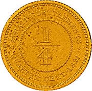 Malaysia 1/4 Cent Victoria Trial Strike 1891  KM#Pn6 KM# Pn6 STRAITS SETTLEMENTS 1/4 QUARTER CENT 1898 coin reverse