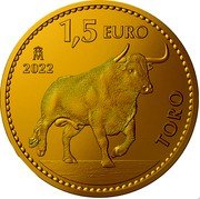 Spain 1,5 Euro Toro 2022 ♔M bullion M 2022 1,5 EURO TORO coin reverse Spain 1,5 Euro Toro 2022 ♔M bullion M 2022 1,5 EURO TORO coin reverse