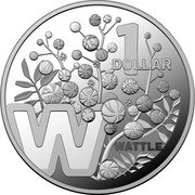 Australia 1 Dollar Letter W 2022  Proof - 26 Coin Set 1 DOLLAR W WATTLE coin reverse