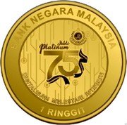Malaysia 1 Ringgit (75th Anniversary of Jabatan Pengangkutan Jalan) JUBLI PLATINUM 75 DIGITALISASI MELESTARI INTEGRITI BANK NEGARA MALAYSIA 1 RINGGIT coin obverse Malaysia 1 Ringgit (75th Anniversary of Jabatan Pengangkutan Jalan) JUBLI PLATINUM 75 DIGITALISASI MELESTARI INTEGRITI BANK NEGARA MALAYSIA 1 RINGGIT coin obverse