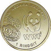 Malaysia 1 Ringgit Agong XIV WWF 2011  BANK NEGARA MALAYSIA WWF 1 RINGGIT coin obverse Malaysia 1 Ringgit Agong XIV WWF 2011  BANK NEGARA MALAYSIA WWF 1 RINGGIT coin obverse