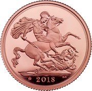 UK 1 Sovereign Elizabeth II Sapphire Coronation Piedfort 2018 65 Proof 65 2018 B.P. coin reverse UK 1 Sovereign Elizabeth II Sapphire Coronation Piedfort 2018 65 Proof 65 2018 B.P. coin reverse