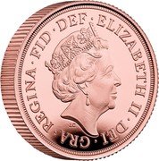 UK 1 Sovereign (Platinum Jubilee Piedfort) ELIZABETH II DEI GRA REGINA FID DEF J.C coin obverse UK 1 Sovereign (Platinum Jubilee Piedfort) ELIZABETH II DEI GRA REGINA FID DEF J.C coin obverse