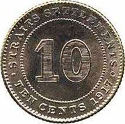 Malaysia Ten Cents George V 1917 KM# 29 STRAITS SETTLEMENTS 10 TEN CENTS 1917 coin reverse Malaysia Ten Cents George V 1917 KM# 29 STRAITS SETTLEMENTS 10 TEN CENTS 1917 coin reverse