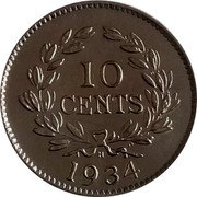 Malaysia 10 Cents Charles V. Brooke Sarawak 1934 H KM# 16 10 CENTS H 1934 coin reverse Malaysia 10 Cents Charles V. Brooke Sarawak 1934 H KM# 16 10 CENTS H 1934 coin reverse