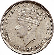 Malaysia 10 Cents George VI Malaya 1941 KM# 4 GEORGE VI KING AND EMPEROR OF INDIA coin obverse Malaysia 10 Cents George VI Malaya 1941 KM# 4 GEORGE VI KING AND EMPEROR OF INDIA coin obverse