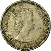 Malaysia 10 Cents Malaya and British Borneo 1956 KM# 2 QUEEN ELIZABETH THE SECOND coin obverse Malaysia 10 Cents Malaya and British Borneo 1956 KM# 2 QUEEN ELIZABETH THE SECOND coin obverse