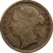 Malaysia 10 Cents Victoria 1894 KM# 11 VICTORIA QUEEN coin obverse Malaysia 10 Cents Victoria 1894 KM# 11 VICTORIA QUEEN coin obverse