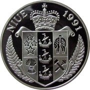 Niue 10 Dollars Football World Cup in United States 1991 Proof KM# 59 NIUE 1991 coin obverse Niue 10 Dollars Football World Cup in United States 1991 Proof KM# 59 NIUE 1991 coin obverse