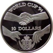 Niue 10 Dollars Football World Cup in United States 1991 Proof KM# 59 WORLD CUP '94 10 DOLLARS coin reverse Niue 10 Dollars Football World Cup in United States 1991 Proof KM# 59 WORLD CUP '94 10 DOLLARS coin reverse