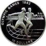 Niue 10 Dollars Summer Olympic Games. Running 1991 Proof KM# 46 OLYMPIC GAMES 1992 10 DOLLARS coin reverse Niue 10 Dollars Summer Olympic Games. Running 1991 Proof KM# 46 OLYMPIC GAMES 1992 10 DOLLARS coin reverse