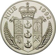 Niue 10 Dollars Sailing Ship The Resolution 1992 Proof KM# 78 NIUE 1992 coin obverse Niue 10 Dollars Sailing Ship The Resolution 1992 Proof KM# 78 NIUE 1992 coin obverse