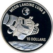 Niue 10 Dollars Moon Landing Luna 9 1992 Proof KM# 70 MOON LANDING LUNA 9 10 DOLLARS coin reverse Niue 10 Dollars Moon Landing Luna 9 1992 Proof KM# 70 MOON LANDING LUNA 9 10 DOLLARS coin reverse