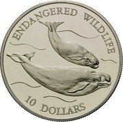 Niue 10 Dollars Whales 1992 Proof KM# 74 ENDANGERED WILDLIFE 10 DOLLARS coin reverse Niue 10 Dollars Whales 1992 Proof KM# 74 ENDANGERED WILDLIFE 10 DOLLARS coin reverse