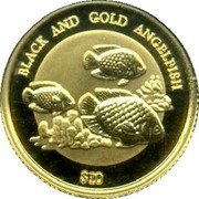 Niue 10 Dollars Black and Gold Angelfish 2000 Proof KM# 182 BLACK AND GOLD ANGLEFISH $10 coin reverse Niue 10 Dollars Black and Gold Angelfish 2000 Proof KM# 182 BLACK AND GOLD ANGLEFISH $10 coin reverse