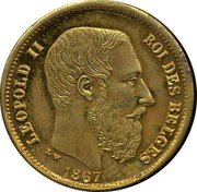 Belgium 10 Francs (Leopold II Pattern) LEOPOLD II ROI DES BELGES 1867 L W coin obverse Belgium 10 Francs (Leopold II Pattern) LEOPOLD II ROI DES BELGES 1867 L W coin obverse