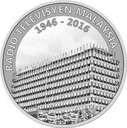 Malaysia 10 Ringgit (70th Anniversary of Radio and Television Malaysia) RADIO TELEVISYEN MALAYSIA 1946-2016 coin reverse Malaysia 10 Ringgit (70th Anniversary of Radio and Television Malaysia) RADIO TELEVISYEN MALAYSIA 1946-2016 coin reverse