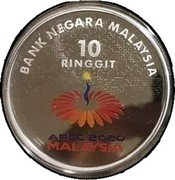Malaysia 10 Ringgit APEC 2020 BANK NEGARA MALAYSIA 10 RINGGIT APEC 2020 MALAYSIA coin obverse Malaysia 10 Ringgit APEC 2020 BANK NEGARA MALAYSIA 10 RINGGIT APEC 2020 MALAYSIA coin obverse