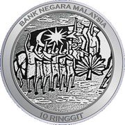 Malaysia 10 Ringgit (Malaysian National Museum Anniversary) BANK NEGARA MALAYSIA 10 RINGGIT coin obverse Malaysia 10 Ringgit (Malaysian National Museum Anniversary) BANK NEGARA MALAYSIA 10 RINGGIT coin obverse