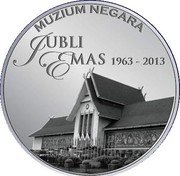 Malaysia 10 Ringgit (Malaysian National Museum Anniversary) MUZIUM NEGARA JUBLI EMAS 1963-2013 coin reverse Malaysia 10 Ringgit (Malaysian National Museum Anniversary) MUZIUM NEGARA JUBLI EMAS 1963-2013 coin reverse