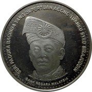 Malaysia 10 Ringgit Coronation of Agong XII ND (2002) Proof KM# 75 SERI PADUKA BAGINDA YANG DI-PERTUAN AGONG TUANKU SYED SIRAJUDDIN BANK NEGARA MALAYSIA coin obverse Malaysia 10 Ringgit Coronation of Agong XII ND (2002) Proof KM# 75 SERI PADUKA BAGINDA YANG DI-PERTUAN AGONG TUANKU SYED SIRAJUDDIN BANK NEGARA MALAYSIA coin obverse