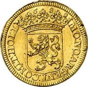 Netherlands 3 Ducats Holland Province Pattern 1682  MO NO ARGENT COMIT HOLL 1682 coin obverse