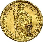 Netherlands 3 Ducats Holland Province Pattern 1682  HANC TVEMVR HAC NITIMVR coin reverse