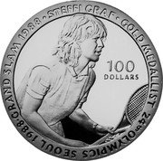 Niue 100 Dollars Steffi Graf 1989 Proof KM# 28 24TH OLYMPICS SEOUL 1988 GRAND SLAM 1988 STEFFI GRAF GOLD MEDALLIST 100 DOLLARS coin reverse Niue 100 Dollars Steffi Graf 1989 Proof KM# 28 24TH OLYMPICS SEOUL 1988 GRAND SLAM 1988 STEFFI GRAF GOLD MEDALLIST 100 DOLLARS coin reverse