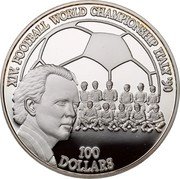 Niue 100 Dollars 1990 FIFA World Cup in Italy 1990 Proof KM# 73 XIV FOOTBALL WORLD CHAMPIONSHIP ITALY '90 100 DOLLARS coin reverse Niue 100 Dollars 1990 FIFA World Cup in Italy 1990 Proof KM# 73 XIV FOOTBALL WORLD CHAMPIONSHIP ITALY '90 100 DOLLARS coin reverse