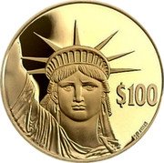 Niue 100 Dollars Statue of Liberty 1997 Proof KM# 84 $100 1/2 OZ .9999 AU coin reverse