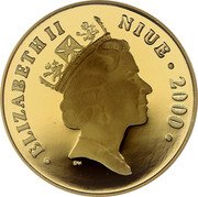 Niue 100 Dollars 50th Anniversary of Peanuts 2000 Proof KM# 119 ELIZABETH II NIUE 2000 PM coin obverse Niue 100 Dollars 50th Anniversary of Peanuts 2000 Proof KM# 119 ELIZABETH II NIUE 2000 PM coin obverse