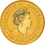 Australia 100 Dollars Emu 2022 P JC ELIZABETH II AUSTRALIA 100 DOLLARS coin obverse Australia 100 Dollars Emu 2022 P JC ELIZABETH II AUSTRALIA 100 DOLLARS coin obverse