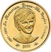 Niue 100 Dollars Diana - The People's Princess 1997 Proof KM# 99 1961-1997 IN MEMORIAM. DIANA - THE PEOPLE PRINCESS $100 coin reverse Niue 100 Dollars Diana - The People's Princess 1997 Proof KM# 99 1961-1997 IN MEMORIAM. DIANA - THE PEOPLE PRINCESS $100 coin reverse