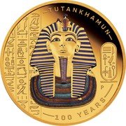 Tuvalu 100 Dollars (Tutankhamun) TUTANKHAMUN P 100 YEARS coin reverse Tuvalu 100 Dollars (Tutankhamun) TUTANKHAMUN P 100 YEARS coin reverse