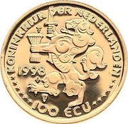 Netherlands 100 ECU (200th Anniversary Birth of Johan Rudolf Thorbecke) X# 118 JOHAN RUDOLF THORBECKE 1798 - 1872 coin reverse