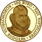 Slovakia 100 Euro (Rudolph's coronation) 100 EURO 1572 BRATISLAVA KORUNOVÁCIA RUDOLFA coin reverse Slovakia 100 Euro (Rudolph's coronation) 100 EURO 1572 BRATISLAVA KORUNOVÁCIA RUDOLFA coin reverse